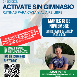 TALLER NUCIAFIT: ACTIVATE SIN GIMNASIO, RUTINAS PARA CASA O AL AIRE LIBRE