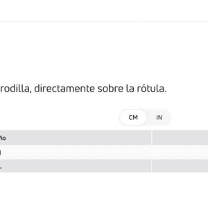 Tabla de tallas cinta rotuliana Compex