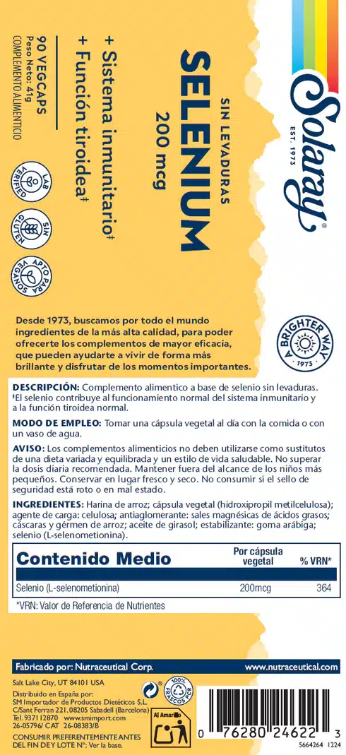 Etiqueta de Selenio de Solaray