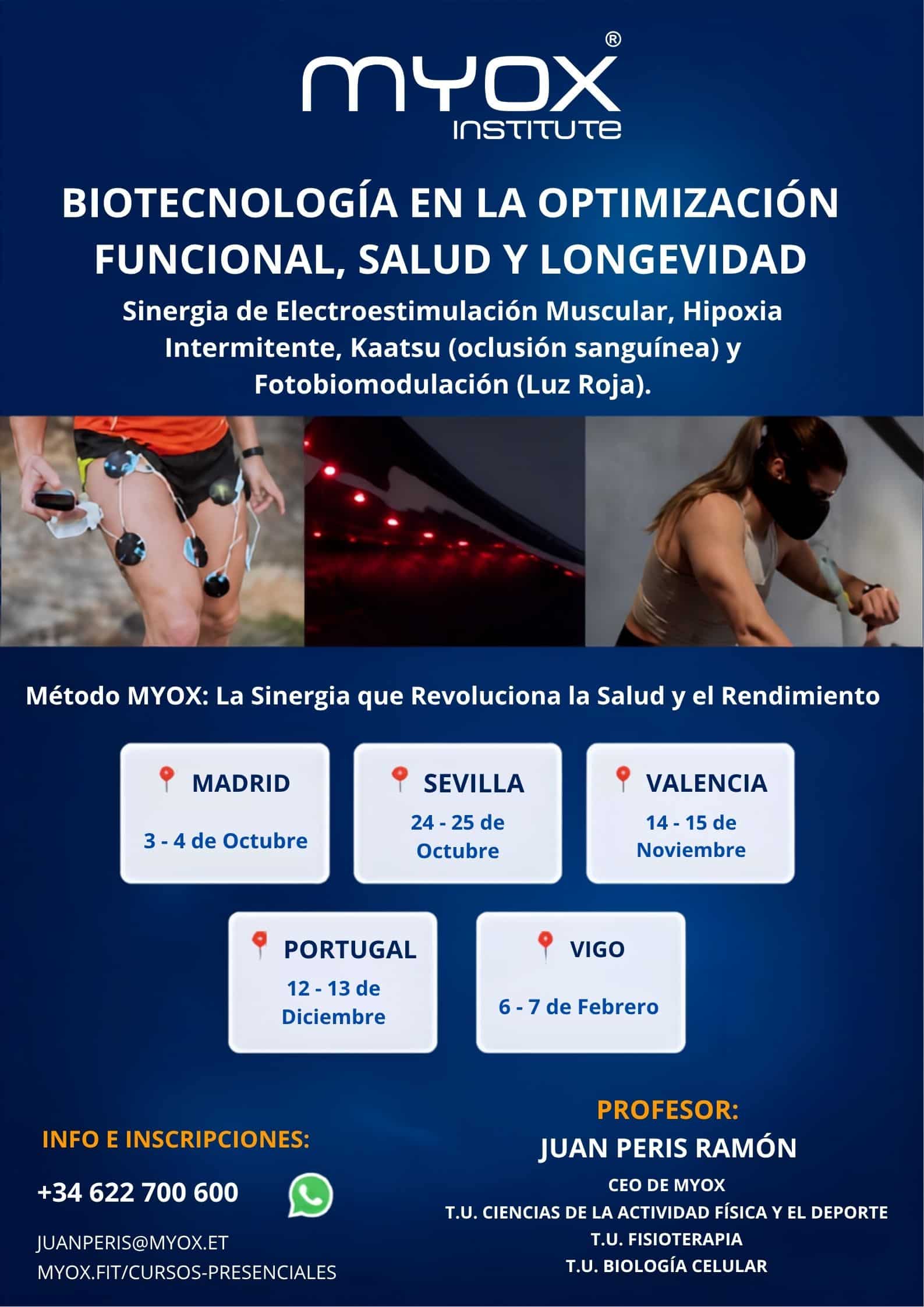 CURSO PRESENCIAL BIOTECNOLOGIA ELECTROESTIMULACION HIPOXIA INTERMITENTE FOTOBIOMODULACION